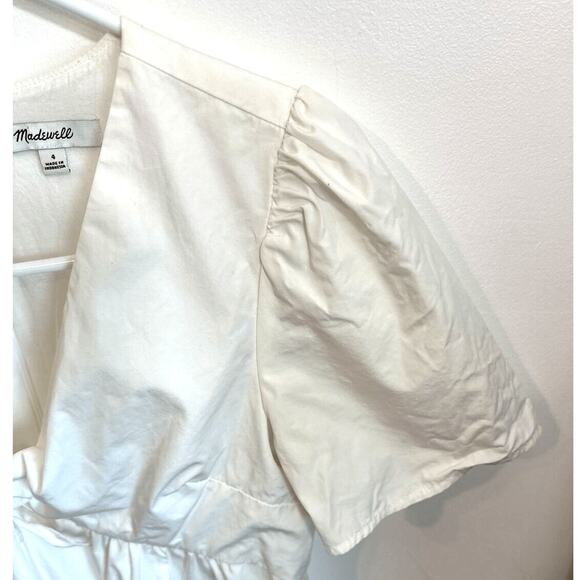 Madewell White Poplin Babydoll Dress‎ Womans size 4 Coquette crisp preppy sweet - Picture 4 of 12